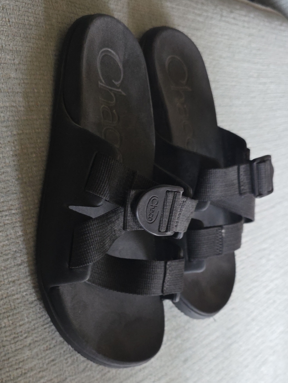 Chaco Black Slide Sandals with Adjustable Webbing Straps